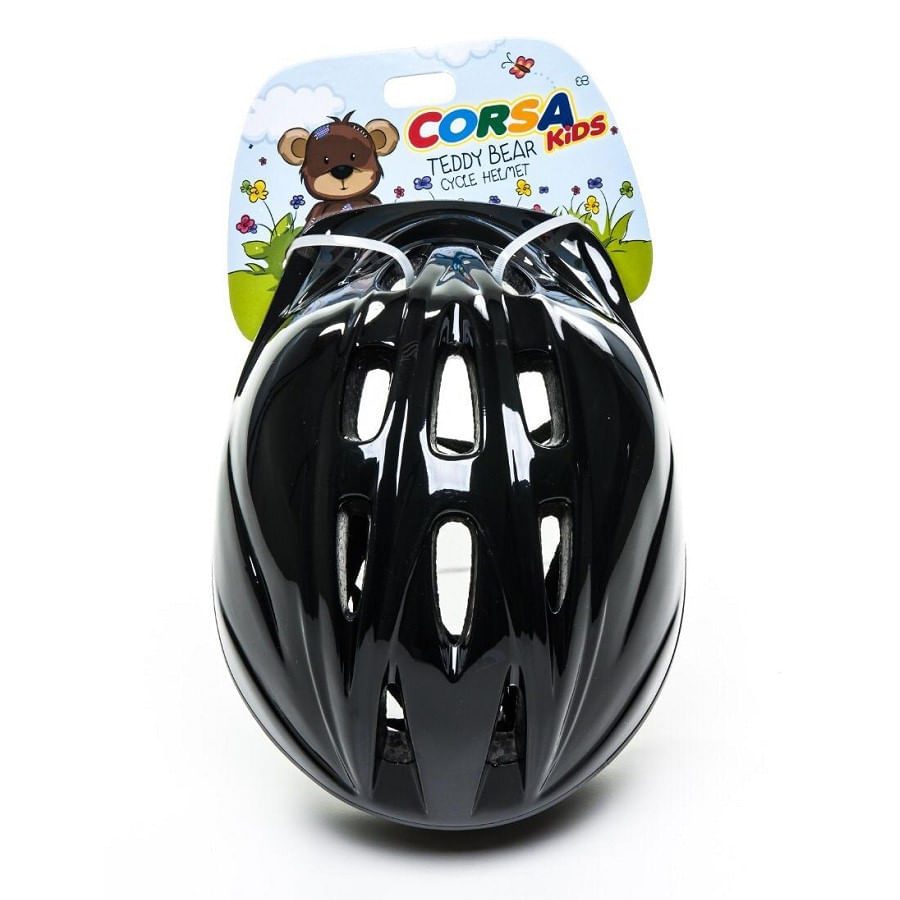 Capacete de Bike Infantil Corsa Teddy Bear Kids com Regulagem Preto 7017