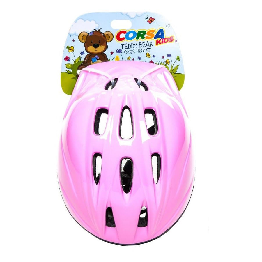 Capacete de Bike Infantil Corsa Teddy Bear Kids com Regulagem Rosa 7013