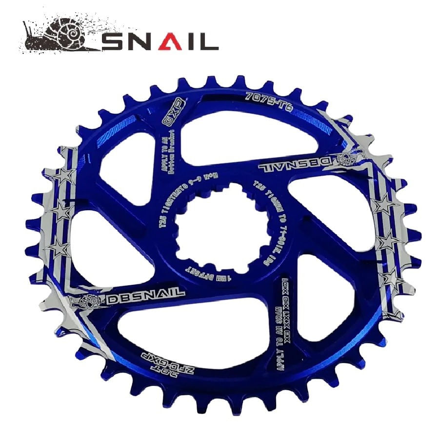 Coroa de Bicicleta MTB Alumínio Direct Mount Snail GXP Offset 1mm Azul 990344
