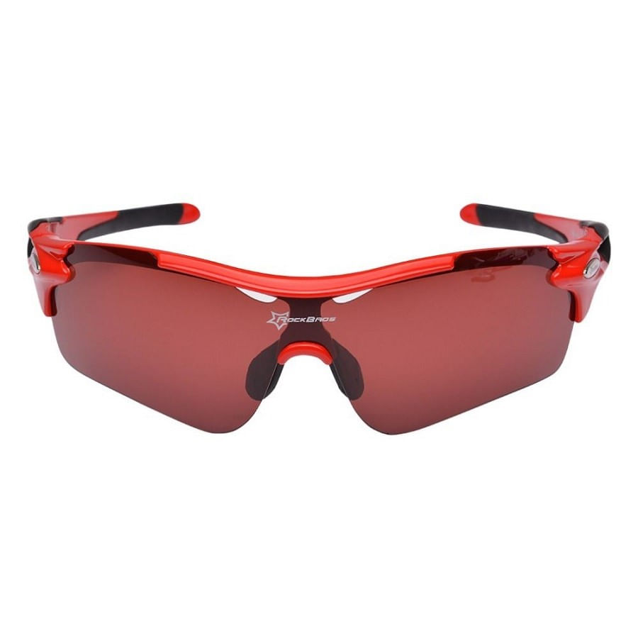 Óculos para Ciclismo RockBros Polarizado Vermelho 2 Lentes c Suporte Grau e Estojo 7270