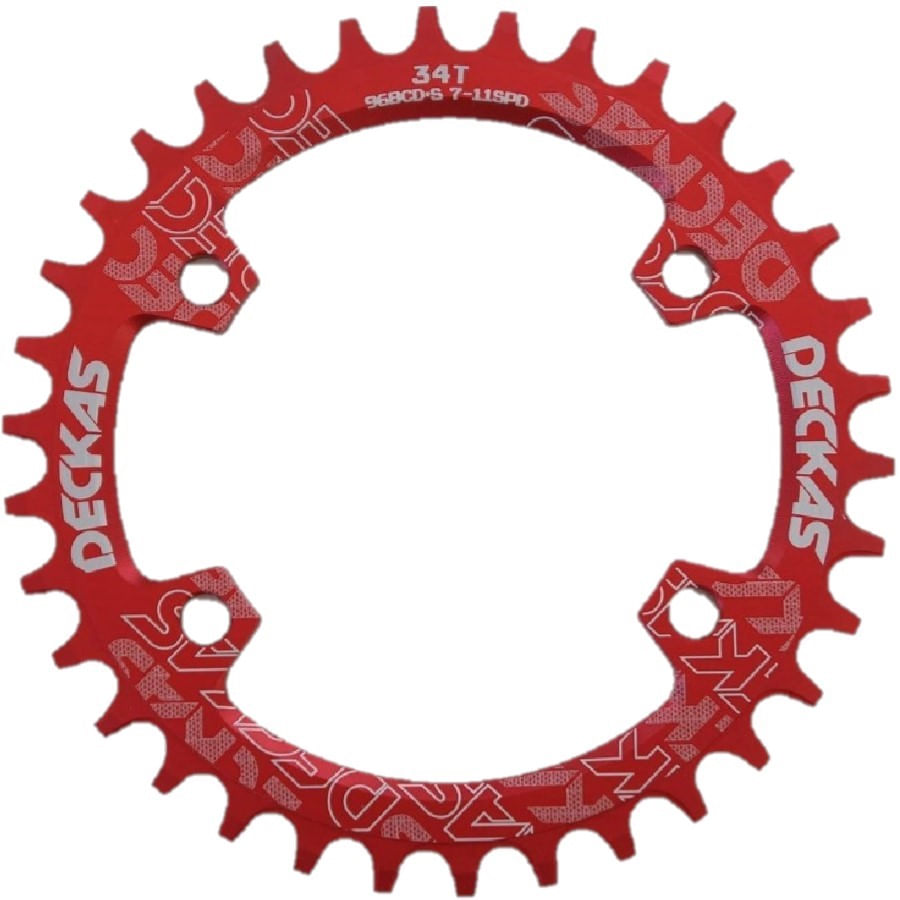 Coroa de Bicicleta MTB Alumínio Deckas 96BCD-S 34T Vermelha 990340