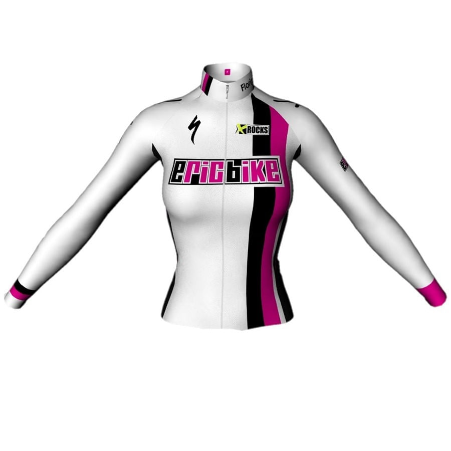 Camisa para Ciclismo Feminina Eric Bike Branca Preta Rosa 990695
