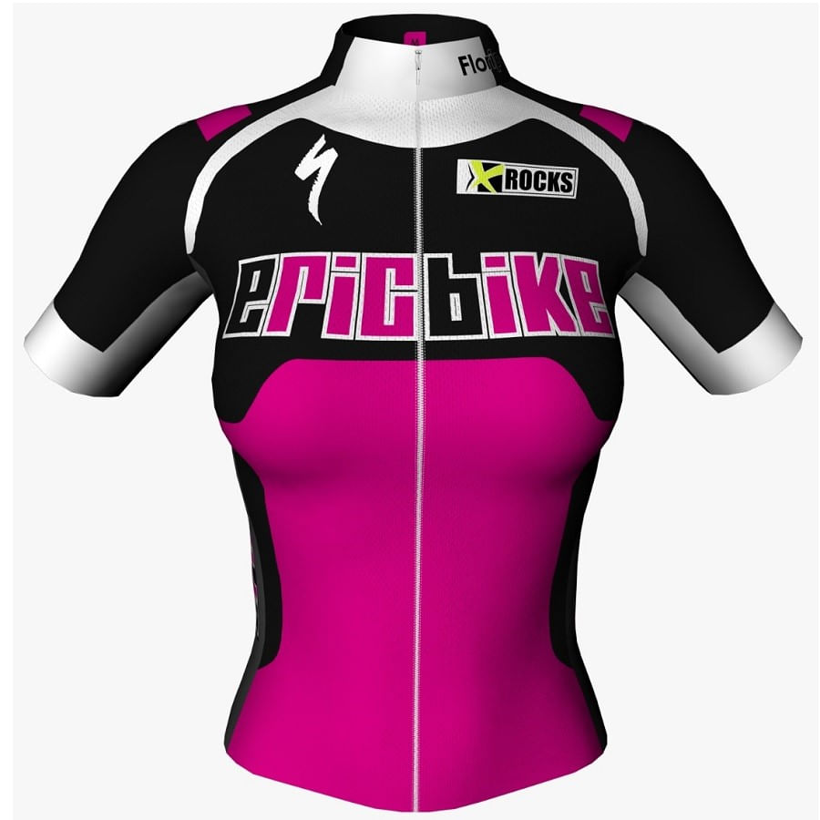 Camisa de Ciclismo Feminina Eric Bike Preta Rosa e Branca 6747